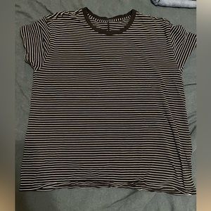 Lululemon black with white stripes Cotton T-Shirt